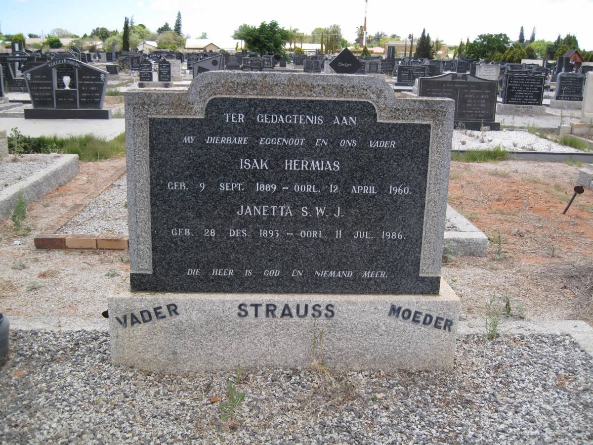 STRAUSS Isak Hermas 1889-1960 &amp; Janetta S.W.J. 1893-1986