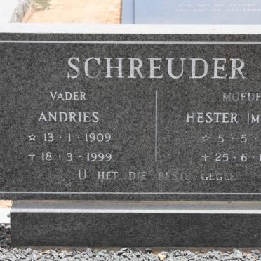 SCHREUDER Andries 1909-1999 &amp; Hester MOUTON 1916-1992