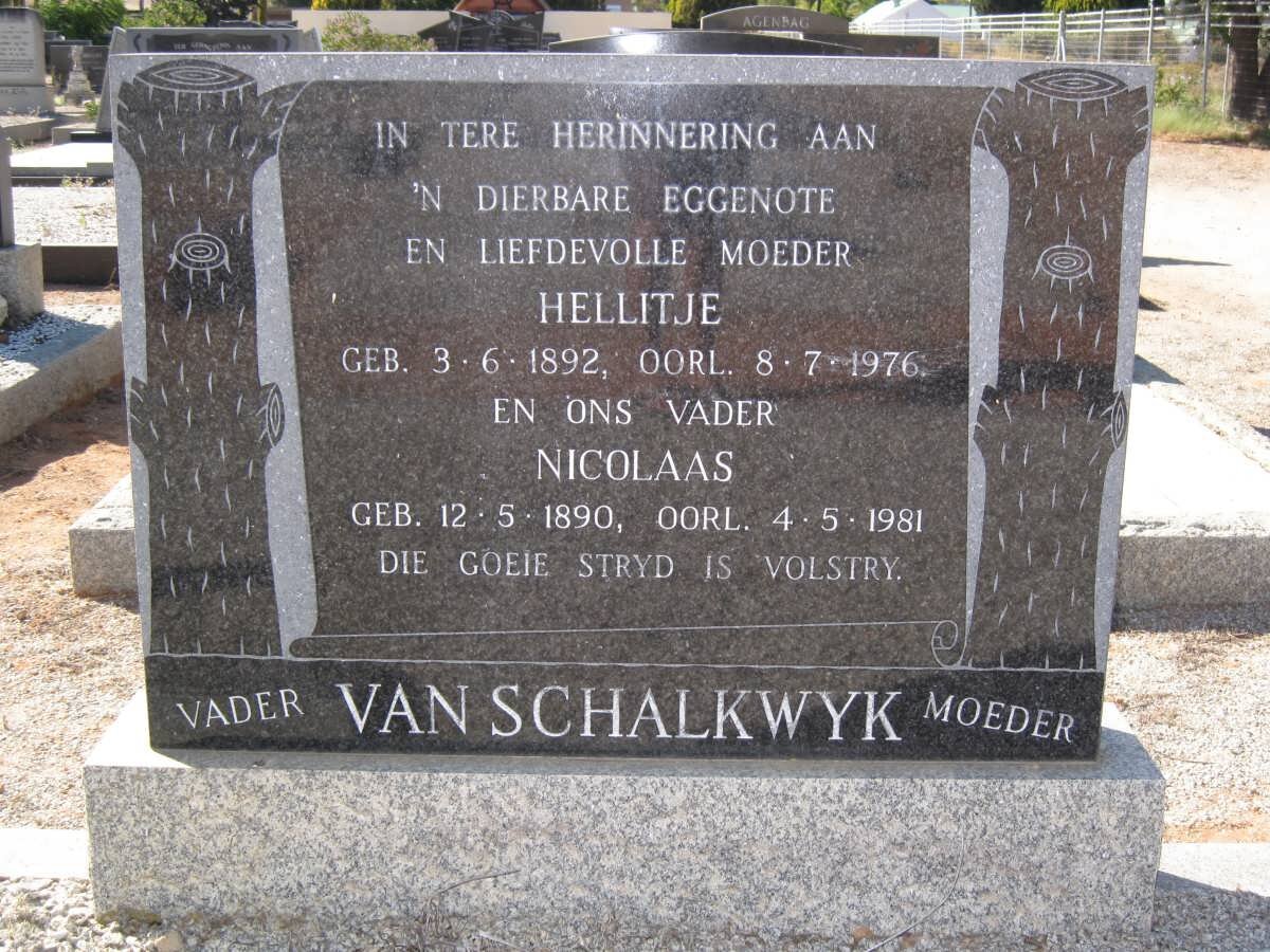 SCHALKWYK Nicolaas, van 1890-1981 &amp; Hellitje 1892-1976 