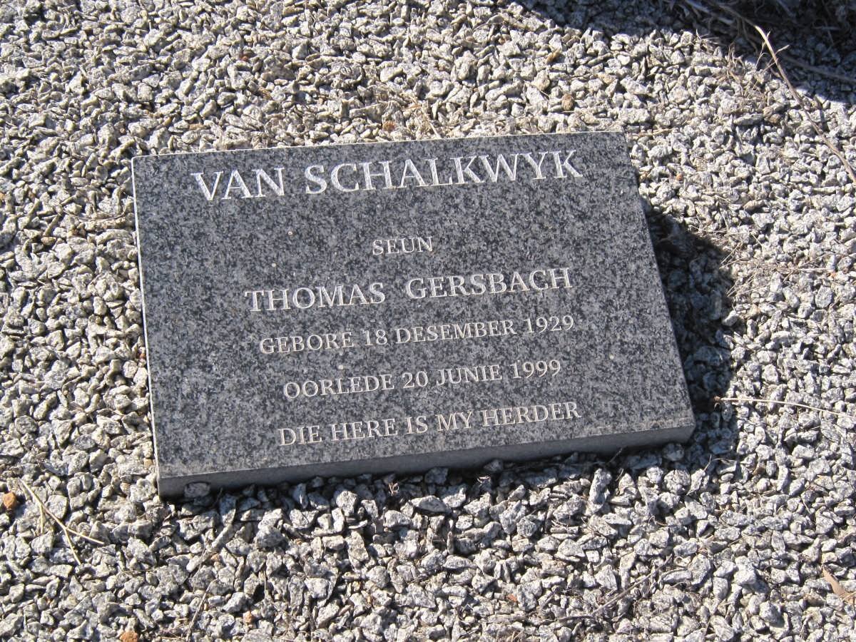SCHALKWYK Thomas Gersbach, van 1929-1999