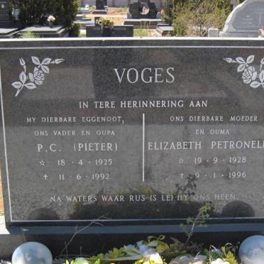 VOGES P.C. 1925-1992 &amp; Elizabeth Petronella 1928-1996