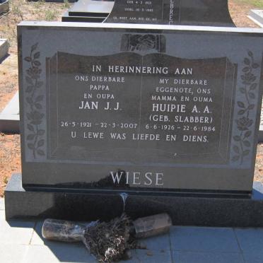 WIESE  Jan J.J. 1921-2007 &amp; Huipie A.A. SLABBER 1926-1984