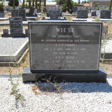 WIESE D.P.G. 1927-1991 &amp; J.F.C. 1929-1987