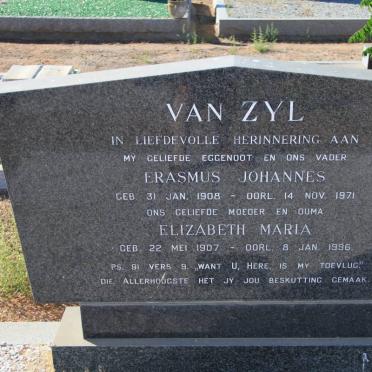 ZYL Erasmus Johannes, van 1908-1971 &amp; Elizabeth Maria 1907-1996