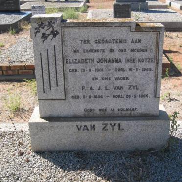 ZYL P.A.J.L., van 1896-1966 &amp; Elizabeth Johanna KOTZE 1901-1965