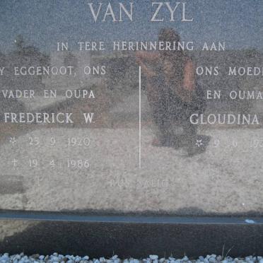 ZYL Frederick W., van 1920-1986 &amp; Gloudina C. 1926-