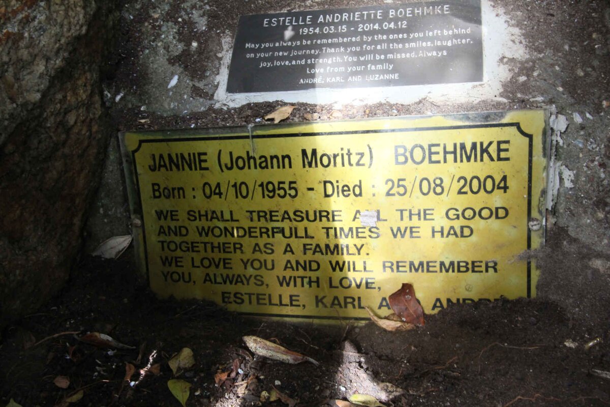 BOEHMKE Johann Moritz 1955-2004 &amp; Estelle Andriette 1954-2014