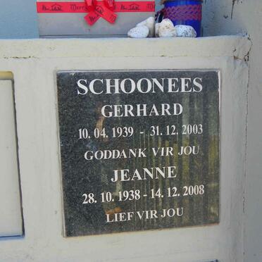 SCHOONEES Gerhard 1939-2003 &amp; Jeanne 1938-2008