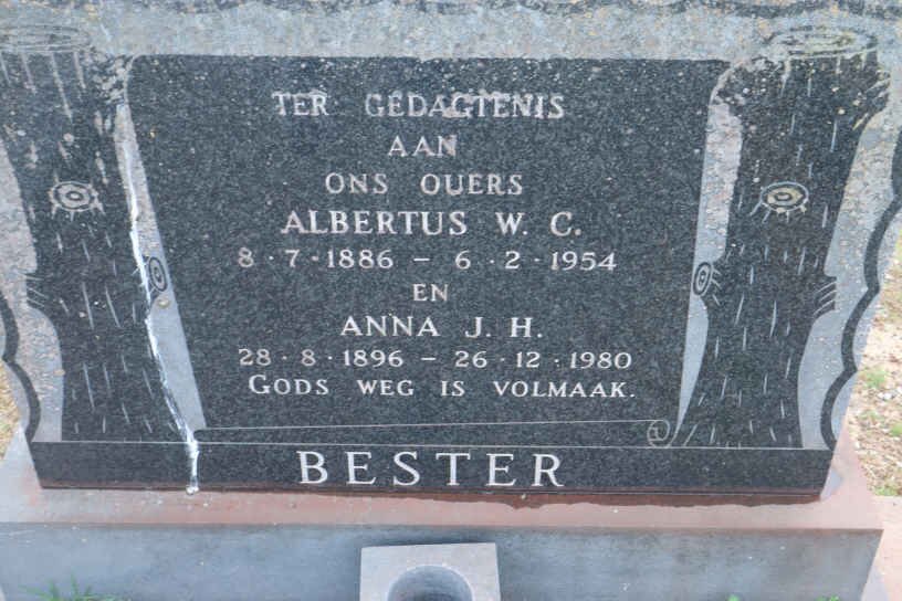 BESTER Albertus W.C. 1886-1954 &amp; Anna J.H. 1896-1980