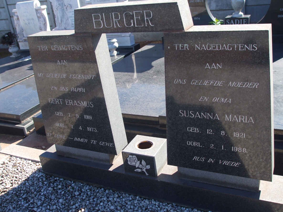 BURGER Gert Erasmus 1919-1973 &amp; Susanna Maria 1921-1988