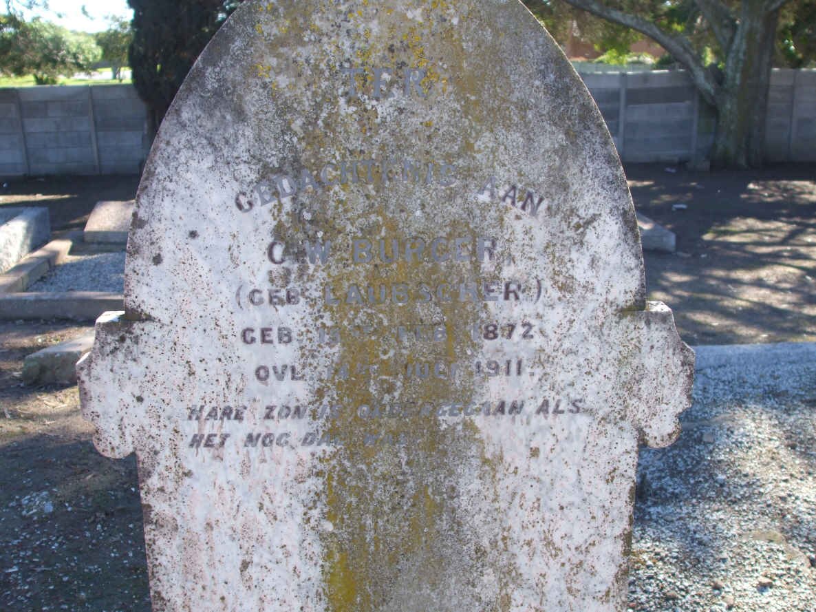 BURGER C.W. nee LAUBSCHER 1872-1911