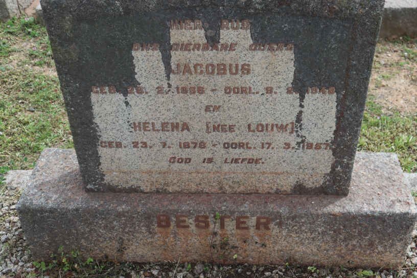 BESTER Jacobus 1866-1948 &amp; Helena LOUW 1878-1957