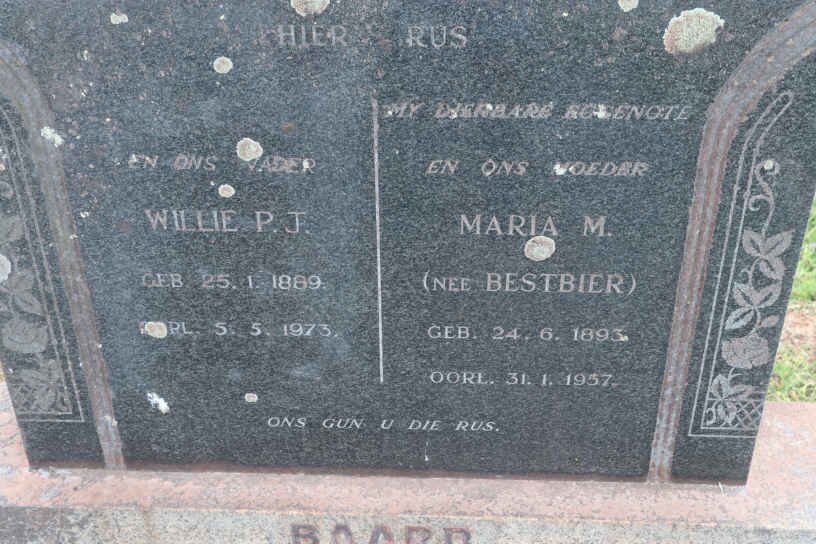 BAARD Willie P.J. 1889-1973 &amp; Maria M. BESTBIER 1893-1957