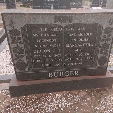 BURGER Gideon J.P. 1902-1982 &amp; Margaretha M.E. 1909-1995