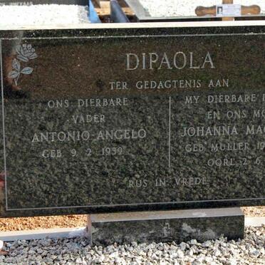 DIPAOLA Antonio Angelo 1939- &amp; Johanna Magdalena MULLER 1946-1987