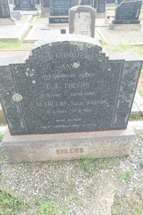 EHLERS D.J. 1867-1950 &amp; J.M. 1868-1951