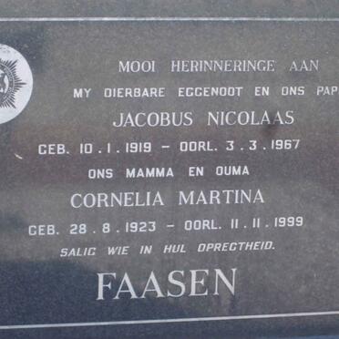 FAASEN Jacobus Nicolaas 1919-1967 &amp; Cornelia Martina 1923-1999