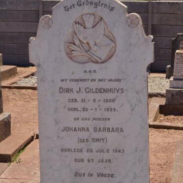 GILDENHUYS Dirk J. 1860-1933 &amp; Johanna Barbara SMIT -1943