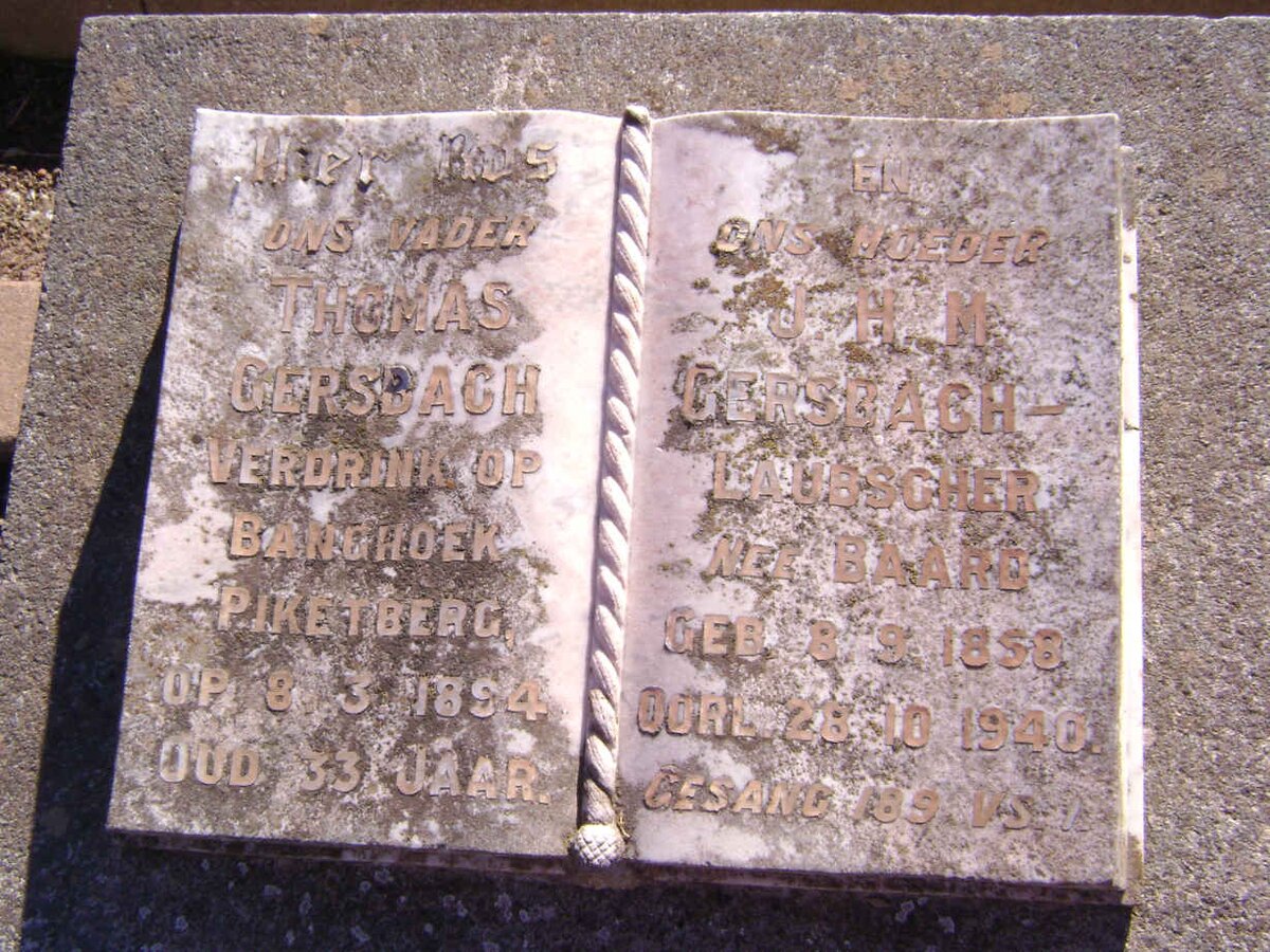 GERSBACH Thomas  -1894 :: LAUBSCHER J.H.M. voorheen GERSBACH nee BAARD 1858-1940