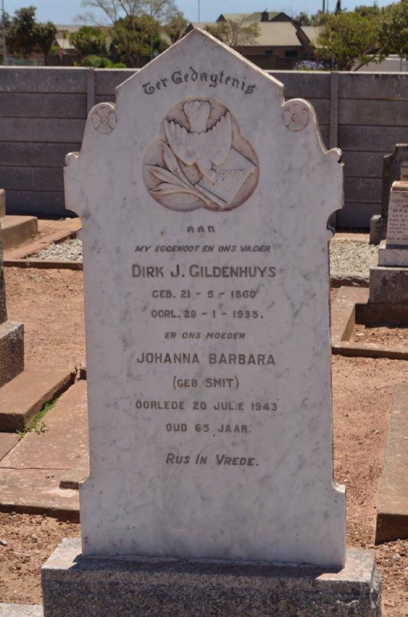 GILDENHUYS Dirk J. 1860-1933 &amp; Johanna Barbara SMIT -1943