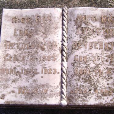 HEYDENRYCH Ernst. F. 1903-1923 :: HEYDENRYCH Christina 1926-1929