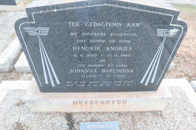 HEYDENRYCH Hendrik Andries 1890-1960 &amp; Johanna Barendina 1896-1993