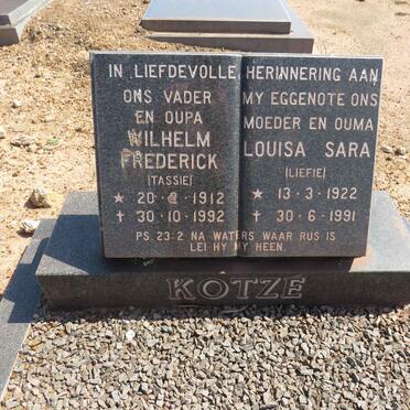 KOTZE Wilhelm Frederick 1912-1992 &amp; Louisa Sara 1922-1991