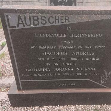 LAUBSCHER Jacobus Andries 1889-1972 &amp; Catharina Johanna Susanna BOONZAAIER 1898-1976