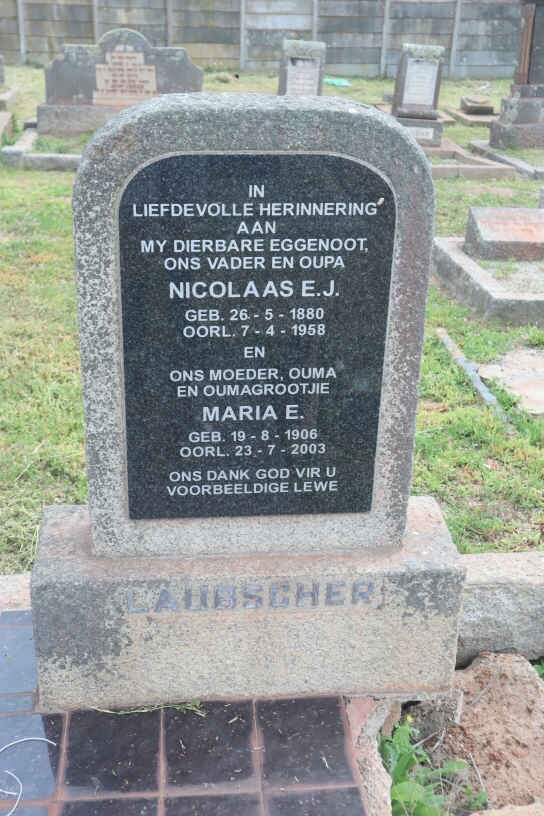 LAUBSCHER Nicolaas E.J. 1880-1958 &amp; Maria E. 1906-2003