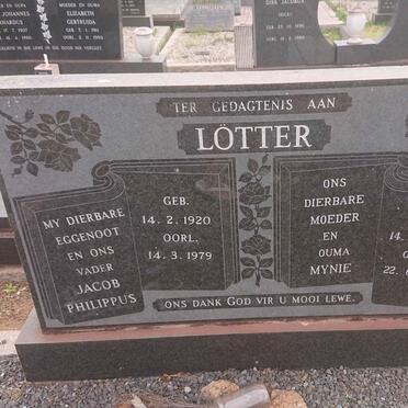 LOTTER Jacob Philippus 1920-1979 &amp; Mynie 1927-1997