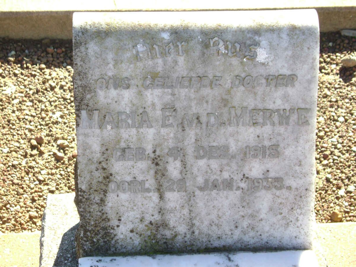 MERWE Maria E., v. d. 1915-1933