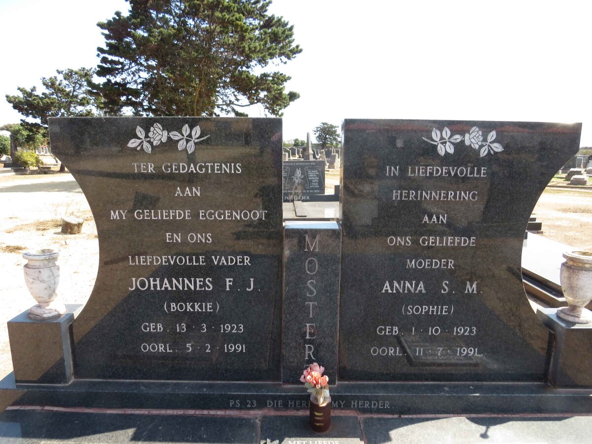 MOSTERT Johannes F.J. 1923-1991 &amp; Anna S.M. 1923-1991