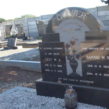 OLIVIER Gert W.A. 1922-1972 &amp; Sannie W.S. 1923-2001