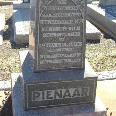 PIENAAR Nicolaas Everhardus 1863-1940 &amp; Martha C.M. SADIE 1867-1948