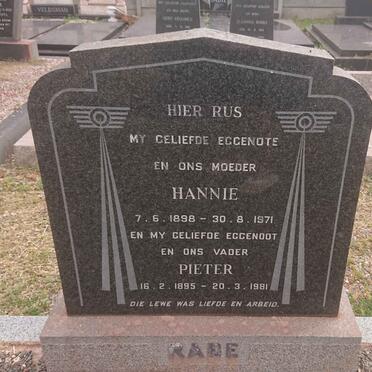 RABE Pieter 1895-1981 &amp; Hannie 1898-1971
