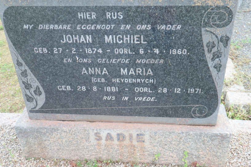 SADIE Johan Michiel 1874-1960 &amp; Anna Maria HEYDENRYCH 1881-1971