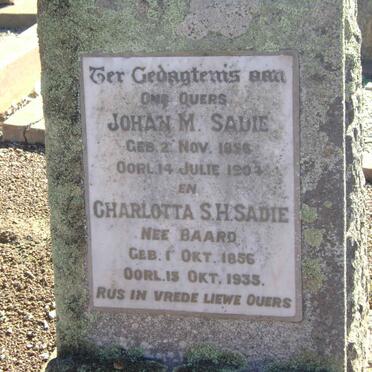SADIE Johan M. 1856-1904 &amp; Charlotta S.H. BAARD 1856-1935