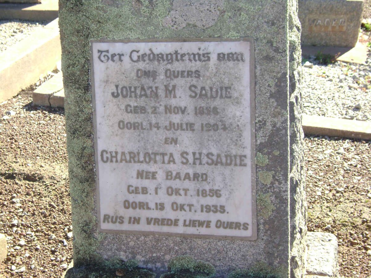SADIE Johan M. 1856-1904 &amp; Charlotta S.H. BAARD 1856-1935
