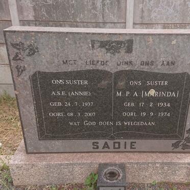 SADIE A.S.E. 1937-2007 :: SADIE M.P.A. 1934-1974