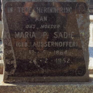 SADIE Maria Petronella nee AUSSERHOFFER 1864-1952