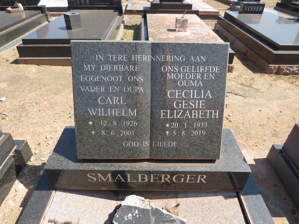 SMALBERGER Carl Wilhelm 1926-2001 &amp; Cecilia Gesie Elizabeth 1933-2019