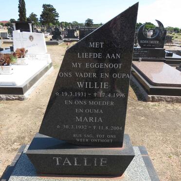 TALLIE Willie 1931-1996 &amp; Maria 1932-2004