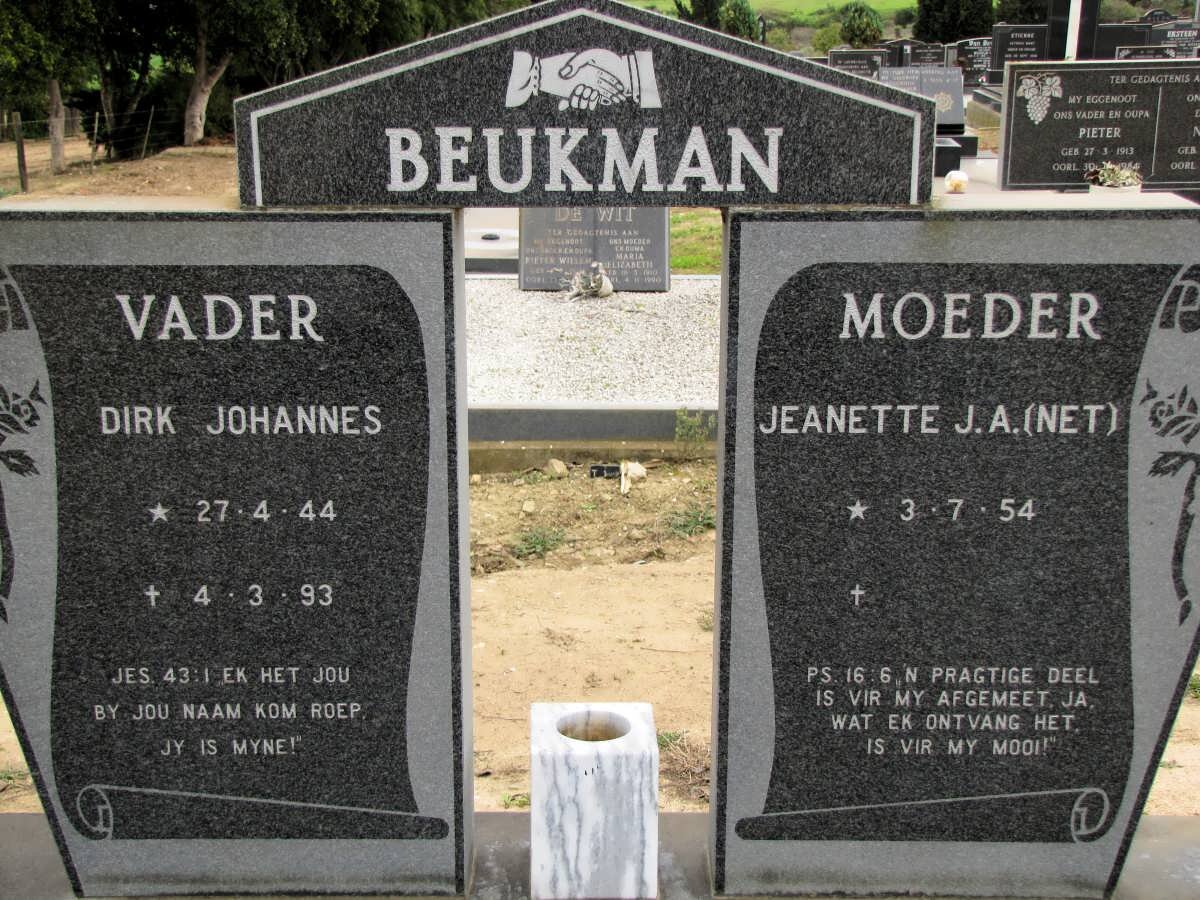 BEUKMAN Dirk Johannes 1944-1993 &amp; Jeanette J.A. 1954-
