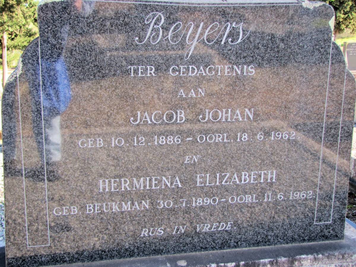 BEYERS Jacob Johan 1886-1962 &amp; Hermiena Elizabeth BEUKMAN 1890-1962