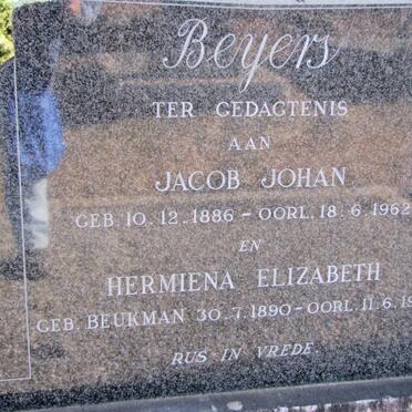 BEYERS Jacob Johan 1886-1962 &amp; Hermiena Elizabeth BEUKMAN 1890-1962