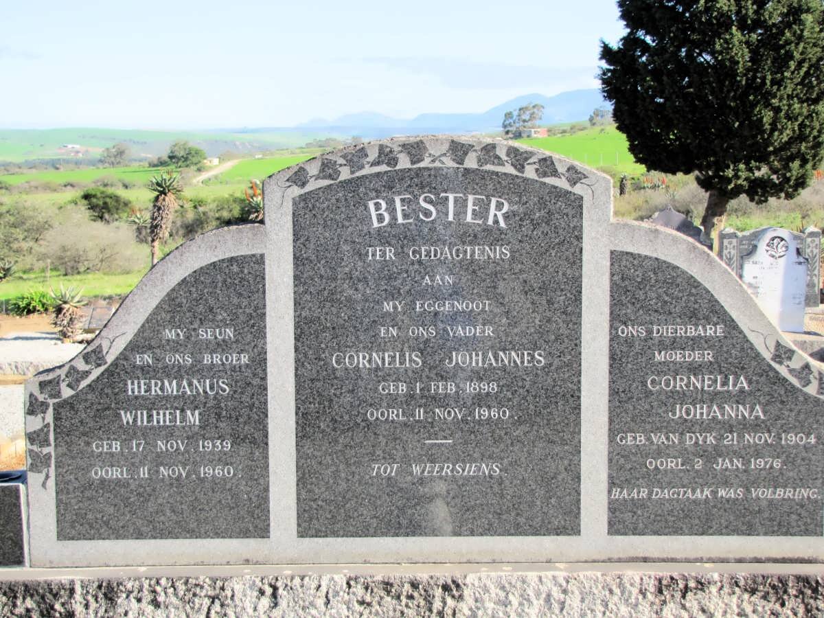BESTER Cornelis Johannes 1898-1960 &amp; Cornelia Johanna VAN DYK 1904-1976 :: BESTER Hermanus Wilhelm 1939-1960