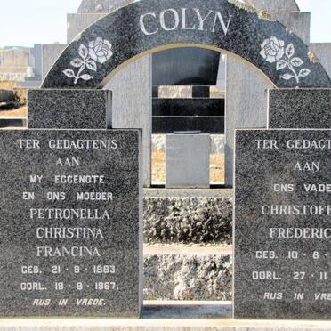 COLYN Christoffel Frederick 1876-1971 &amp; Petronella Christina Francina 1883-1967