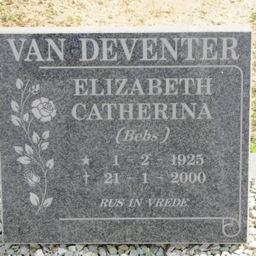 DEVENTER Elizabeth Catherina, van 1925-2000