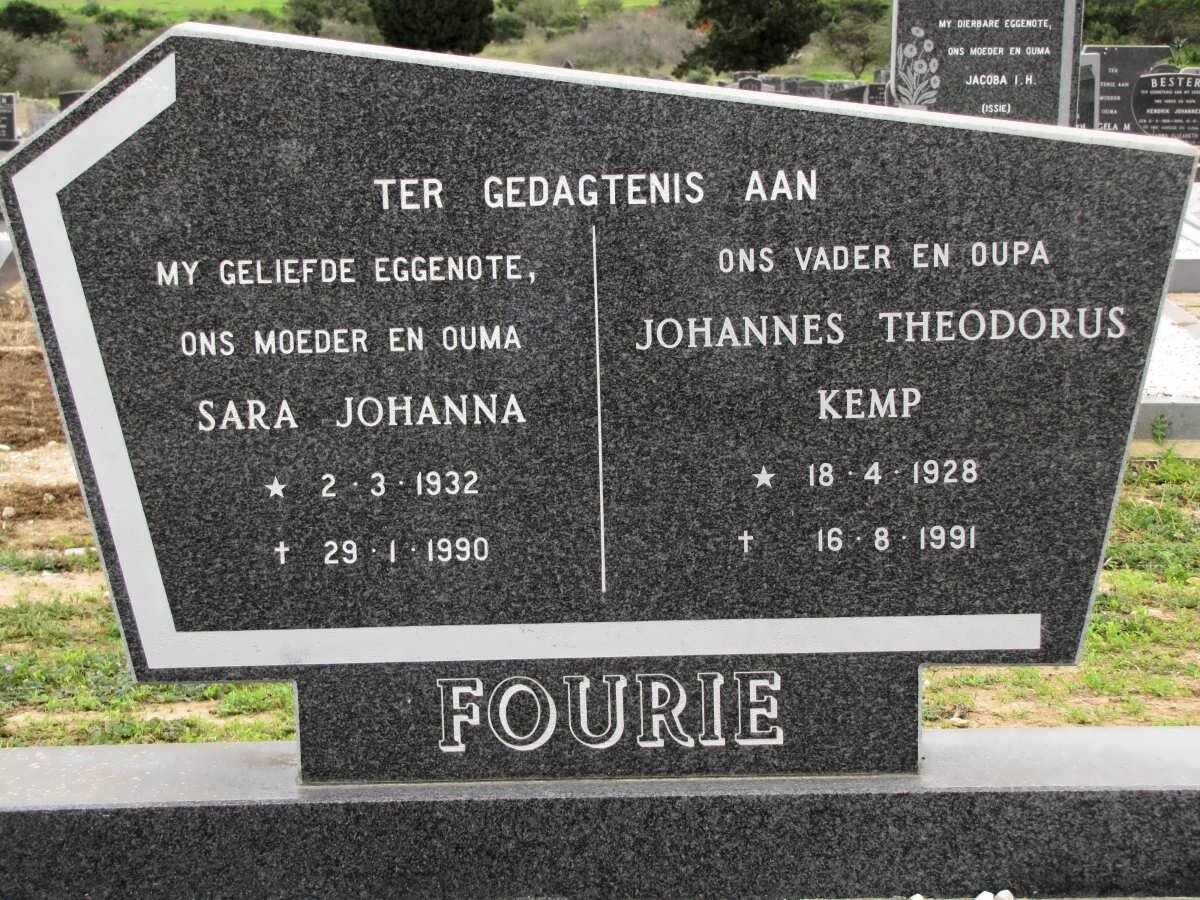 FOURIE Johannes Theordorus Kemp 1928-1991 &amp; Sara Johanna 1932-1990