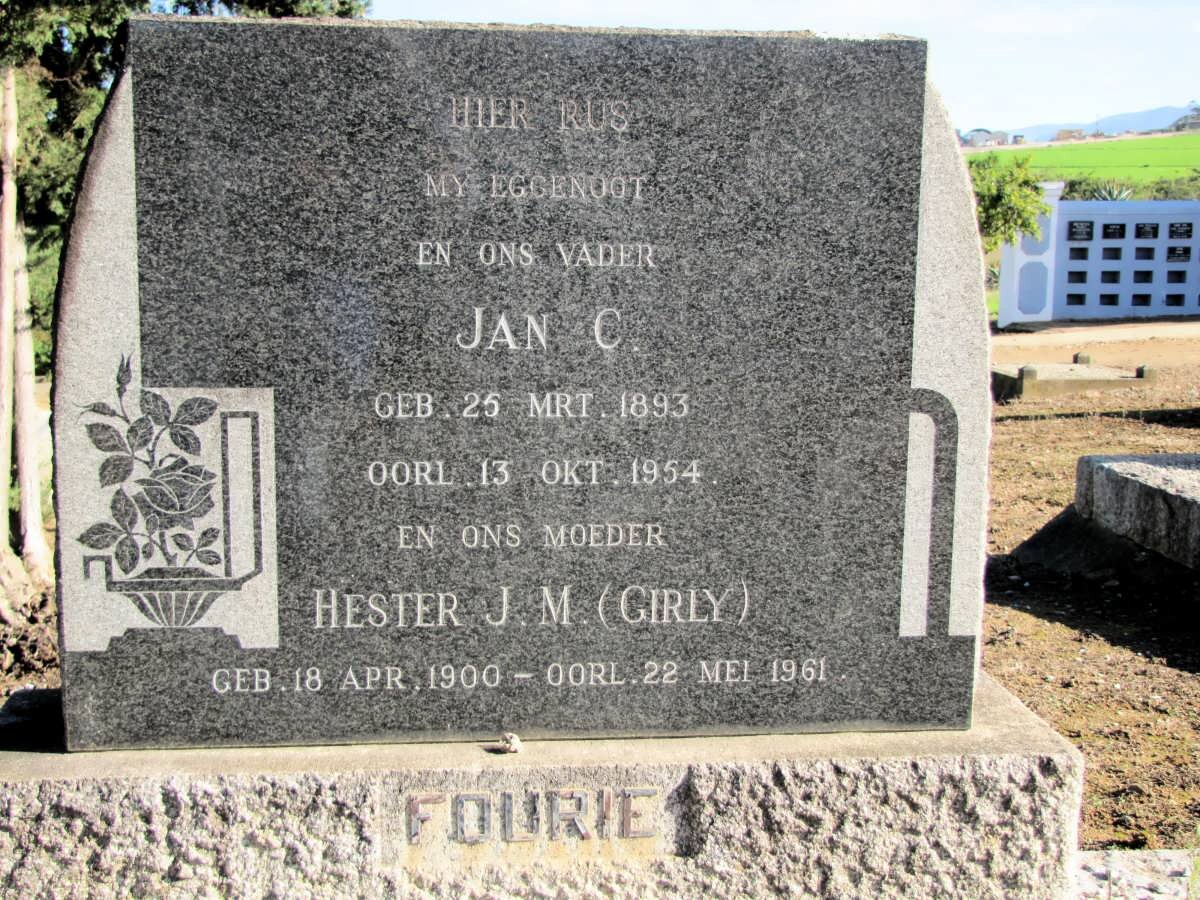 FOURIE Jan C. 1893-1954 &amp; Hester J.M. 1900-1961